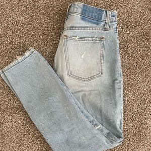 Abercrombie & Fitch Curve Love Skinny High Rise Light Wash Distressed Jeans
